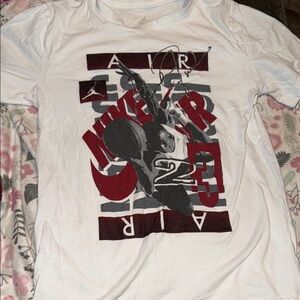 NIKE JORDAN Boy Shirt Large Short Sleeve Tee MICHAEL JORDAN #23 Spell Out White